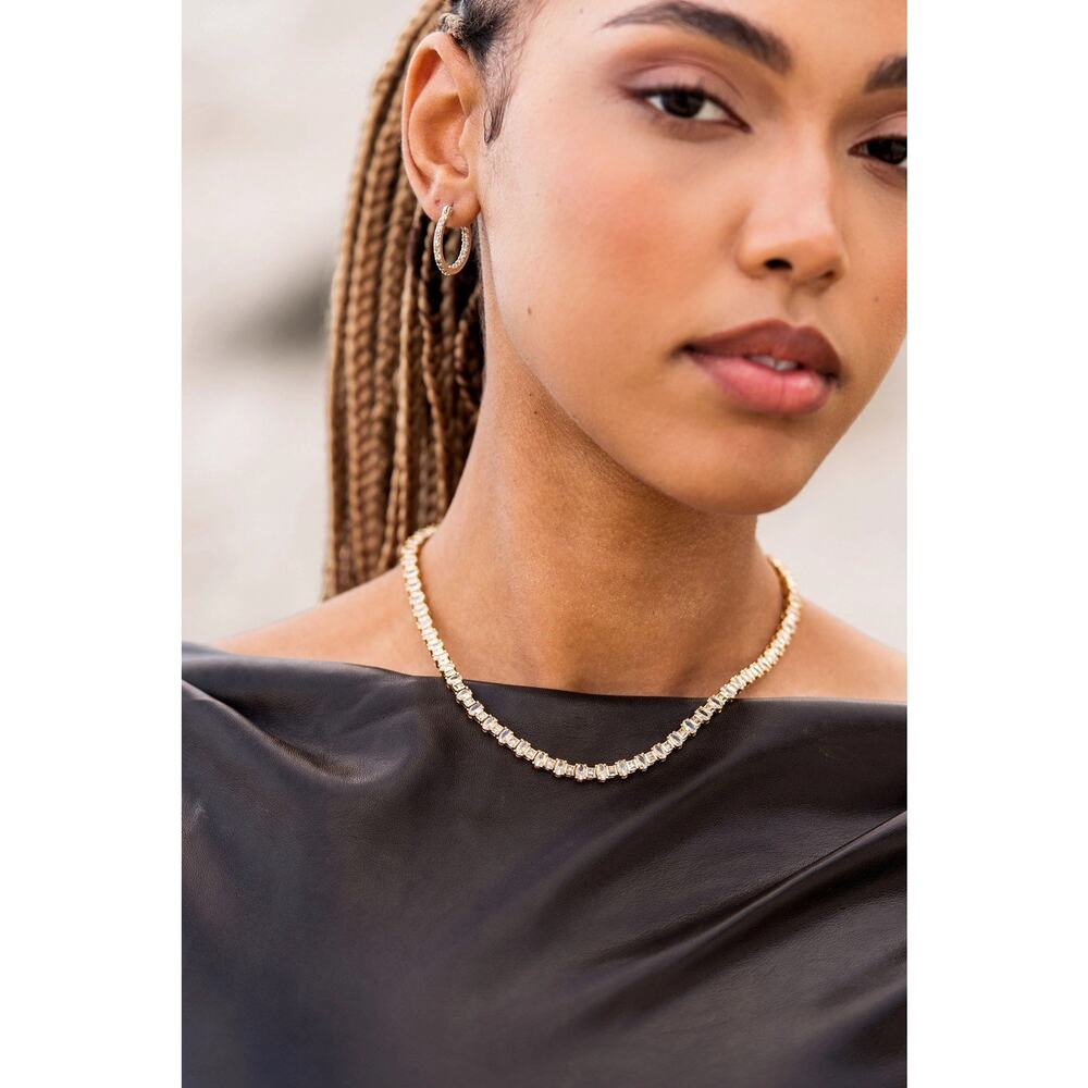 Crystal Haze Mini Serena Hoops Gold 18K Plated Clear CZ Cubic Zirconia Earrings